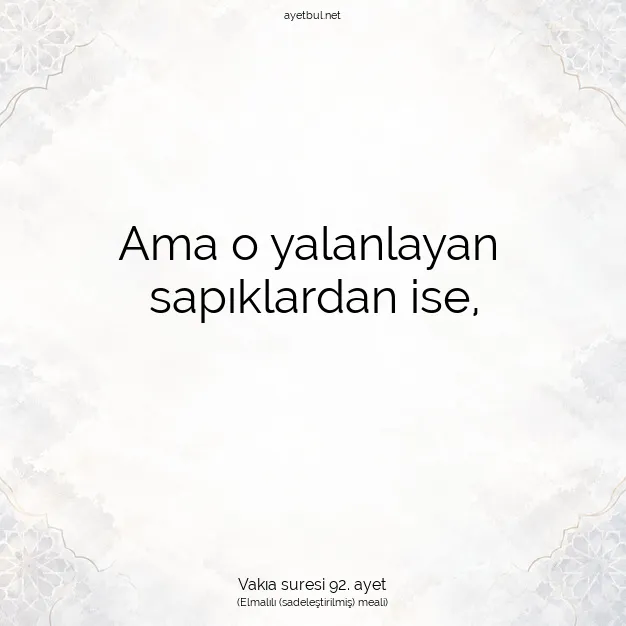 Ayetbul | Kuran Mealleri | Quran | Vakıa suresi 92. ayet