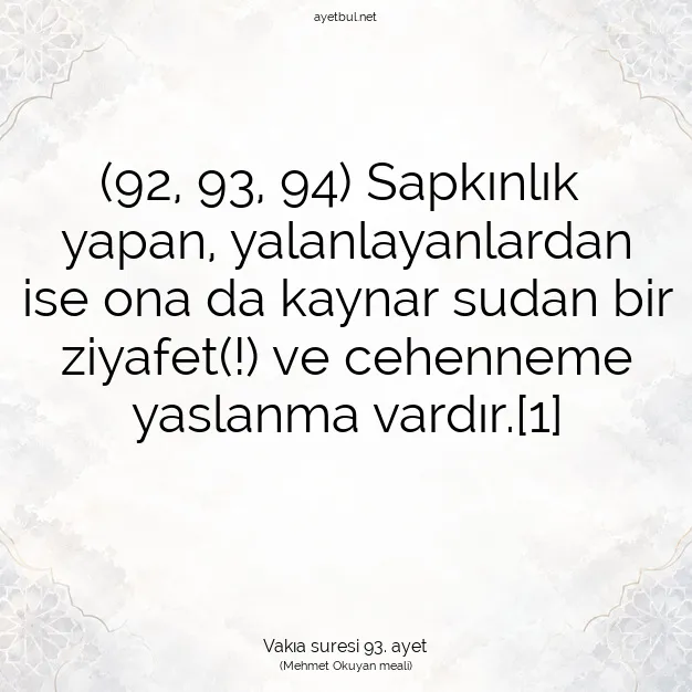 Ayetbul | Kuran Mealleri | Quran | Vakıa suresi 93. ayet