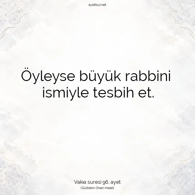 Ayetbul | Kuran Mealleri | Quran | Vakıa suresi 96. ayet