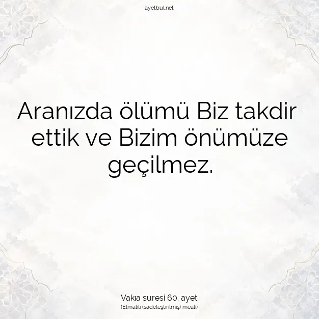 Ayetbul | Kuran Mealleri | Quran | Vakıa suresi 60. ayet