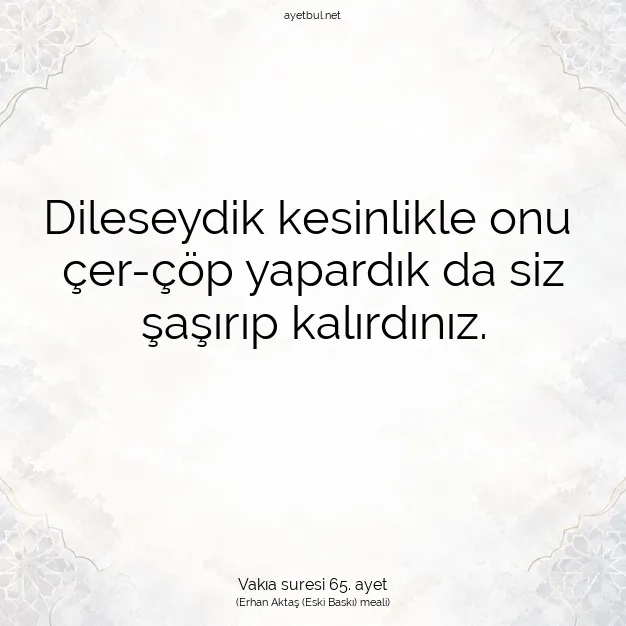 Ayetbul | Kuran Mealleri | Quran | Vakıa suresi 65. ayet