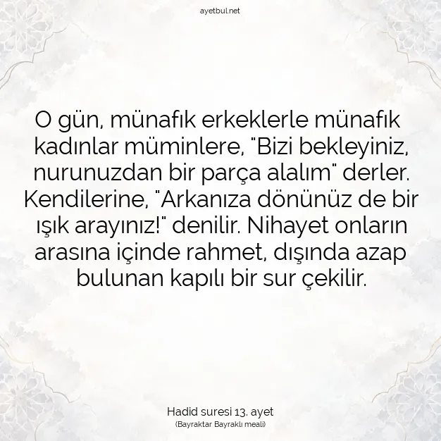 Ayetbul | Kuran Mealleri | Quran | Hadid suresi 13. ayet