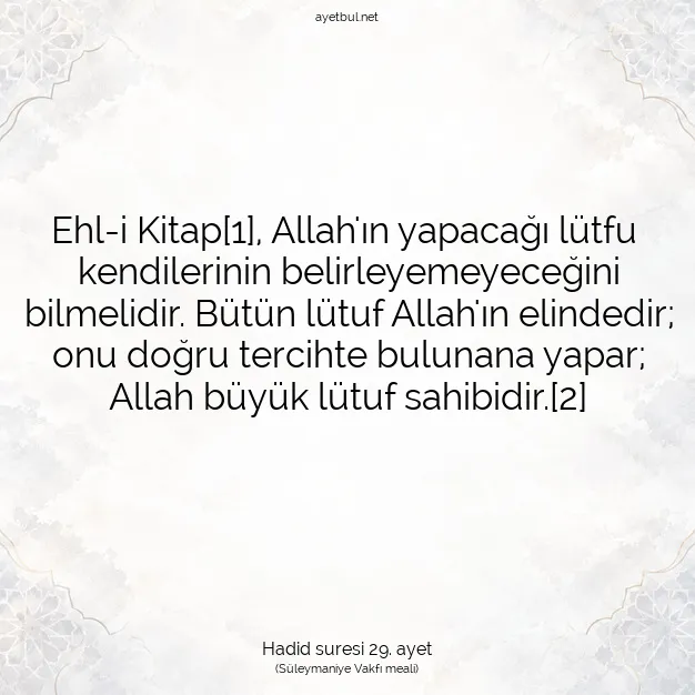 Ayetbul | Kuran Mealleri | Quran | Hadid suresi 29. ayet