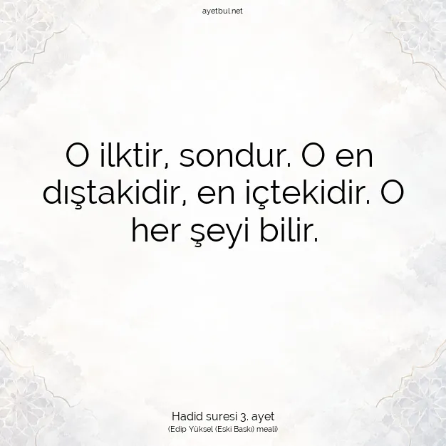 Ayetbul | Kuran Mealleri | Quran | Hadid suresi 3. ayet