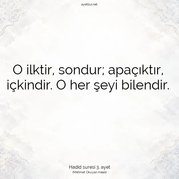Ayetbul | Kuran Mealleri | Quran | Hadid suresi 3. ayet