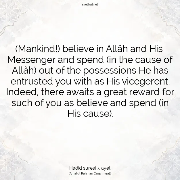 Ayetbul | Kuran Mealleri | Quran | Hadid suresi 7. ayet
