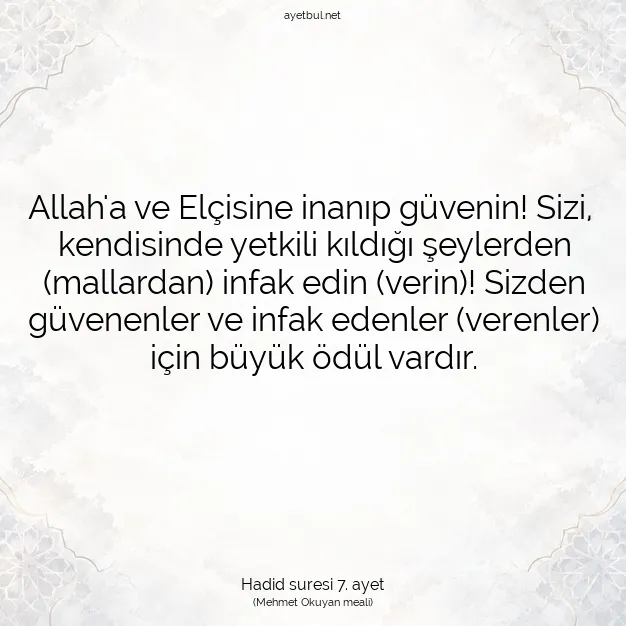 Ayetbul | Kuran Mealleri | Quran | Hadid suresi 7. ayet