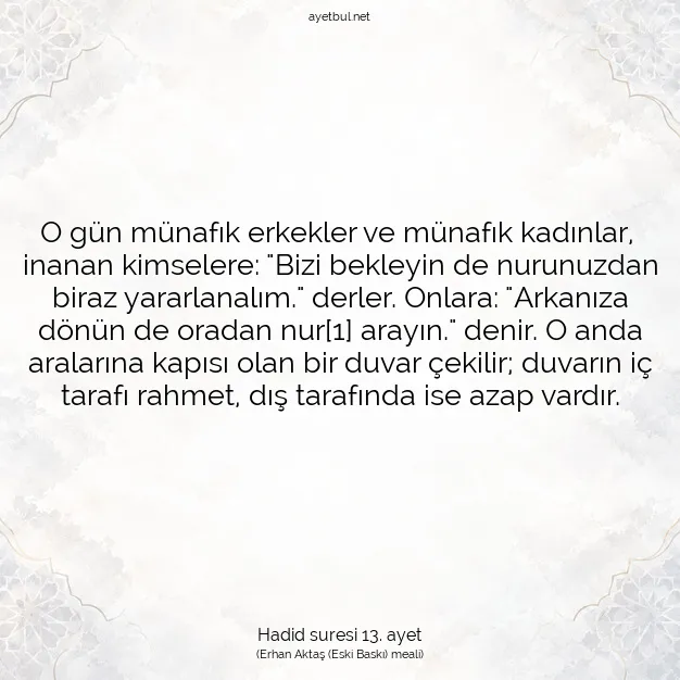 Ayetbul | Kuran Mealleri | Quran | Hadid suresi 13. ayet