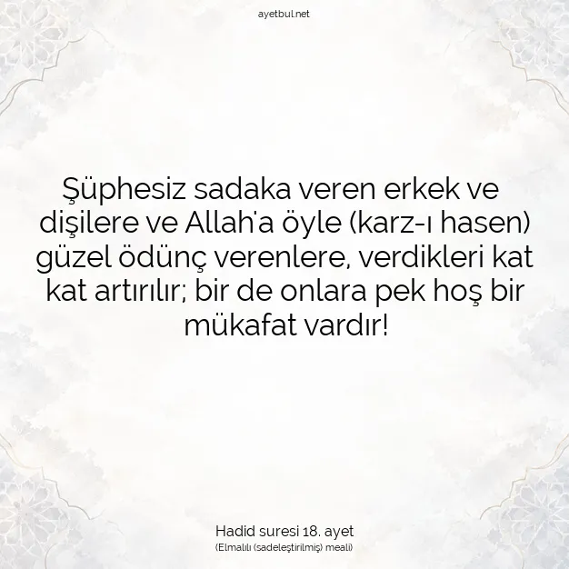 Ayetbul | Kuran Mealleri | Quran | Hadid suresi 18. ayet
