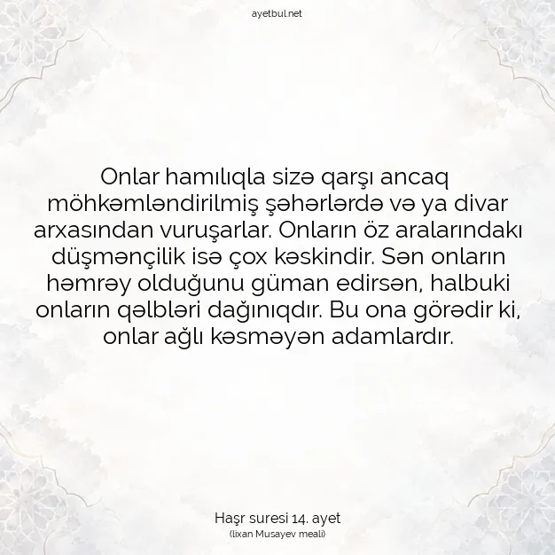 Ayetbul | Kuran Mealleri | Quran | Haşr suresi 14. ayet