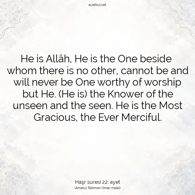 Ayetbul | Kuran Mealleri | Quran | Haşr suresi 22. ayet