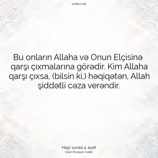 Ayetbul | Kuran Mealleri | Quran | Haşr suresi 4. ayet