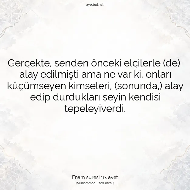 Ayetbul | Kuran Mealleri | Quran | Enam suresi 10. ayet
