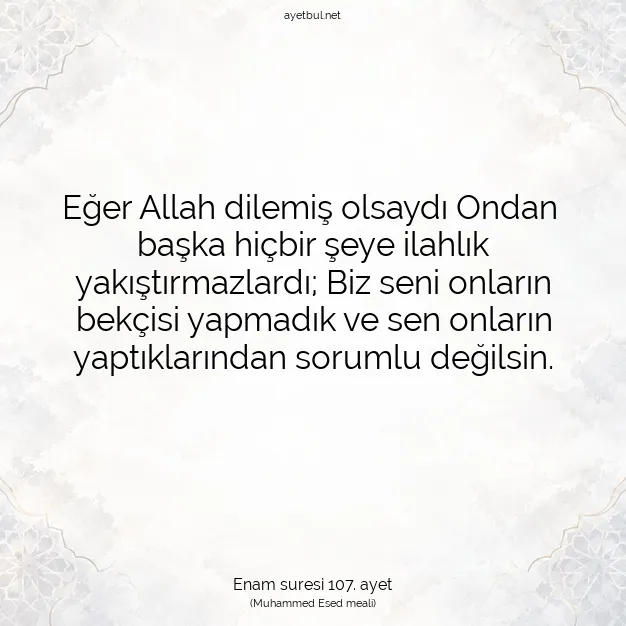 Ayetbul | Kuran Mealleri | Quran | Enam suresi 107. ayet