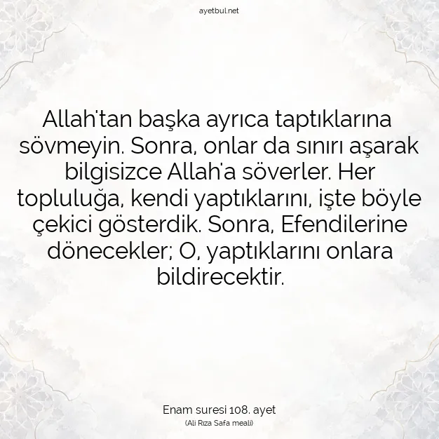 Ayetbul | Kuran Mealleri | Quran | Enam suresi 108. ayet