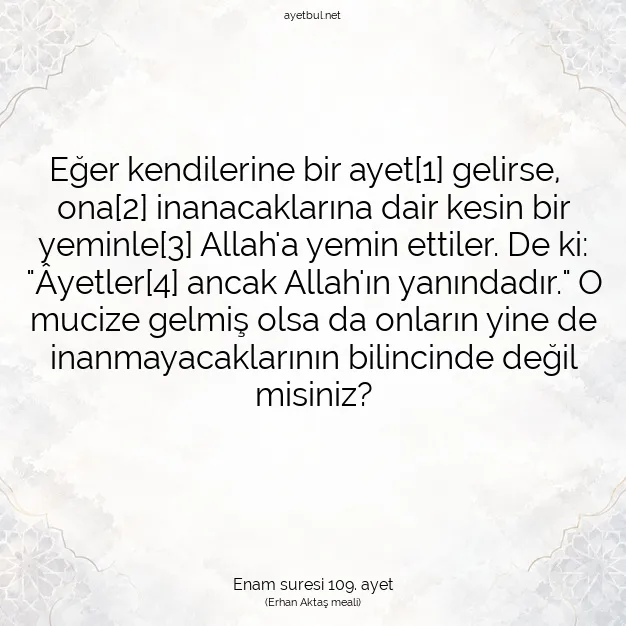 Ayetbul | Kuran Mealleri | Quran | Enam suresi 109. ayet