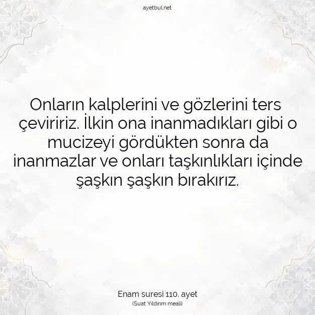 Ayetbul | Kuran Mealleri | Quran | Enam suresi 110. ayet