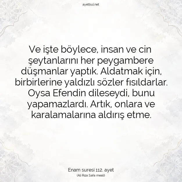 Ayetbul | Kuran Mealleri | Quran | Enam suresi 112. ayet