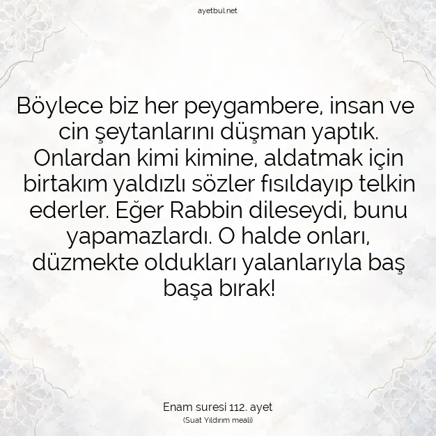 Ayetbul | Kuran Mealleri | Quran | Enam suresi 112. ayet