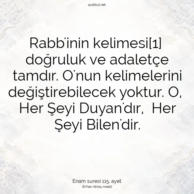Ayetbul | Kuran Mealleri | Quran | Enam suresi 115. ayet