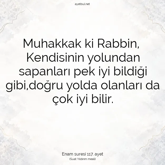 Ayetbul | Kuran Mealleri | Quran | Enam suresi 117. ayet