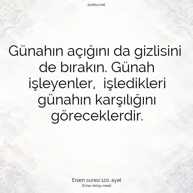 Ayetbul | Kuran Mealleri | Quran | Enam suresi 120. ayet