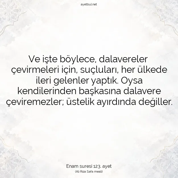 Ayetbul | Kuran Mealleri | Quran | Enam suresi 123. ayet