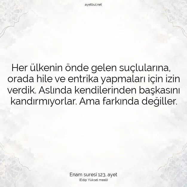 Ayetbul | Kuran Mealleri | Quran | Enam suresi 123. ayet