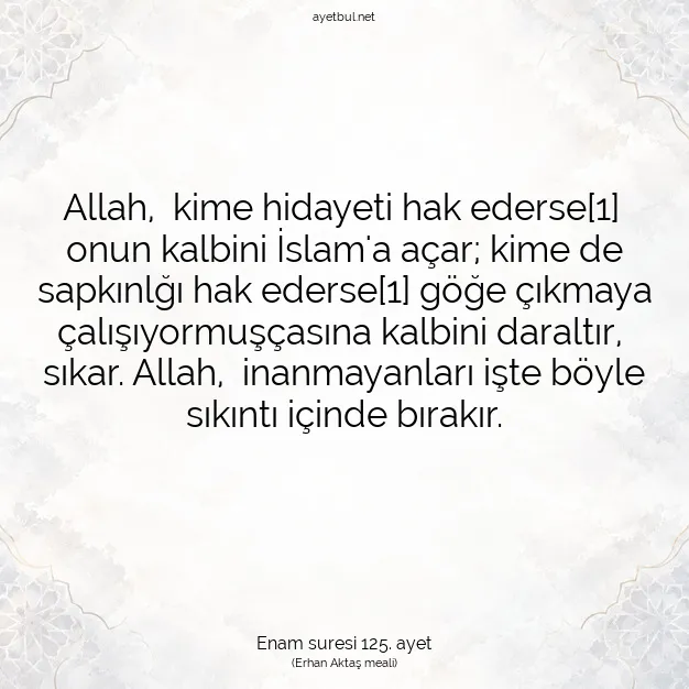 Ayetbul | Kuran Mealleri | Quran | Enam suresi 125. ayet