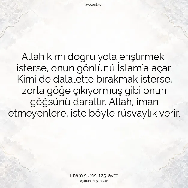 Ayetbul | Kuran Mealleri | Quran | Enam suresi 125. ayet