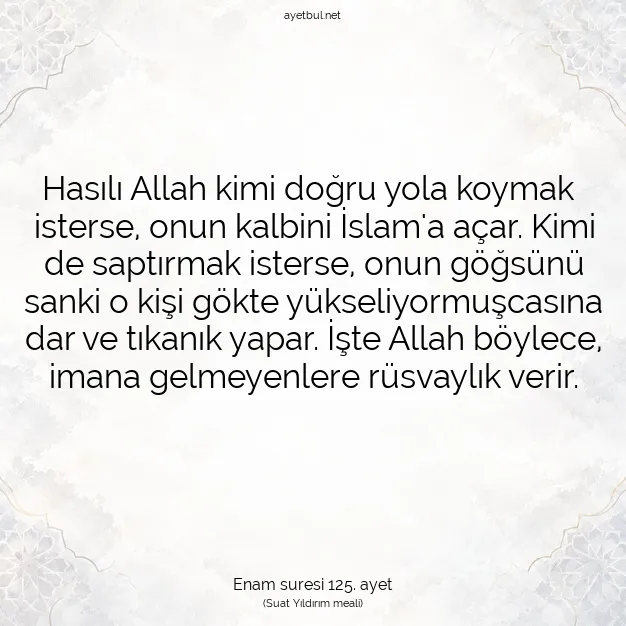Ayetbul | Kuran Mealleri | Quran | Enam suresi 125. ayet