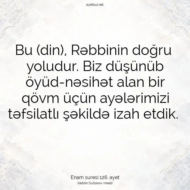 Ayetbul | Kuran Mealleri | Quran | Enam suresi 126. ayet