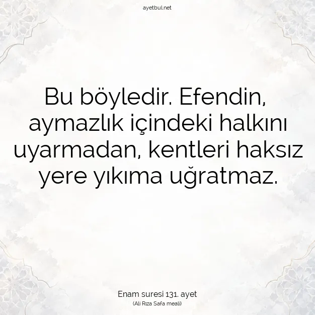 Ayetbul | Kuran Mealleri | Quran | Enam suresi 131. ayet