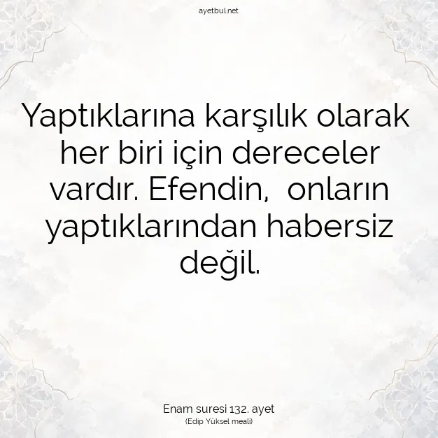 Ayetbul | Kuran Mealleri | Quran | Enam suresi 132. ayet