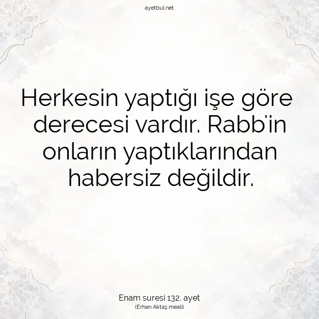 Ayetbul | Kuran Mealleri | Quran | Enam suresi 132. ayet
