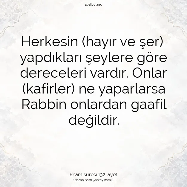 Ayetbul | Kuran Mealleri | Quran | Enam suresi 132. ayet