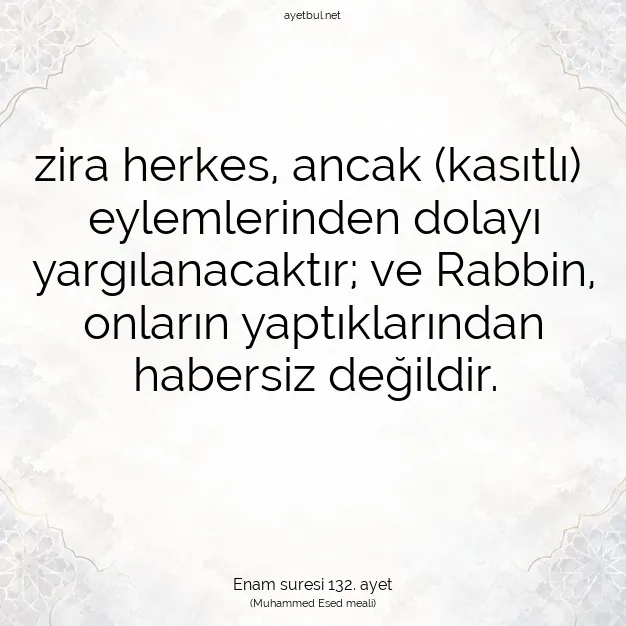 Ayetbul | Kuran Mealleri | Quran | Enam suresi 132. ayet