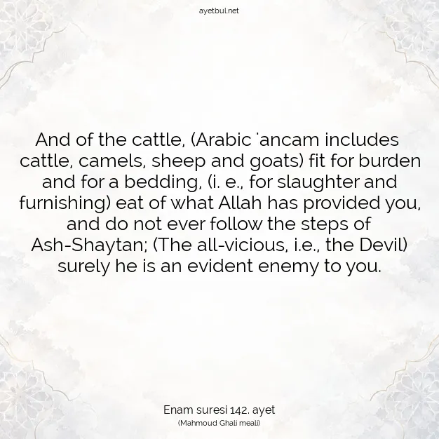 Ayetbul | Kuran Mealleri | Quran | Enam suresi 142. ayet