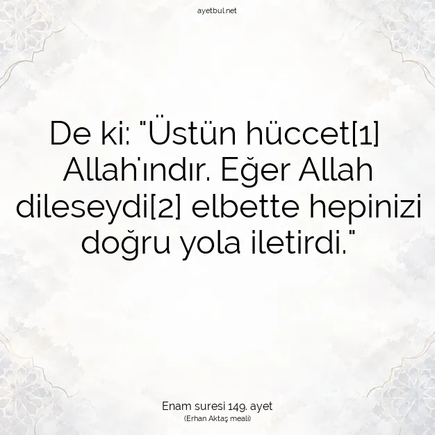 Ayetbul | Kuran Mealleri | Quran | Enam suresi 149. ayet
