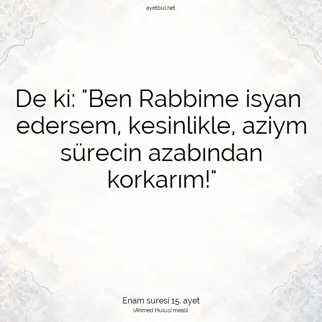 Ayetbul | Kuran Mealleri | Quran | Enam suresi 15. ayet