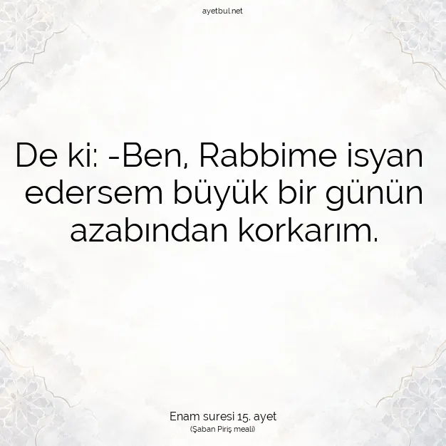 Ayetbul | Kuran Mealleri | Quran | Enam suresi 15. ayet