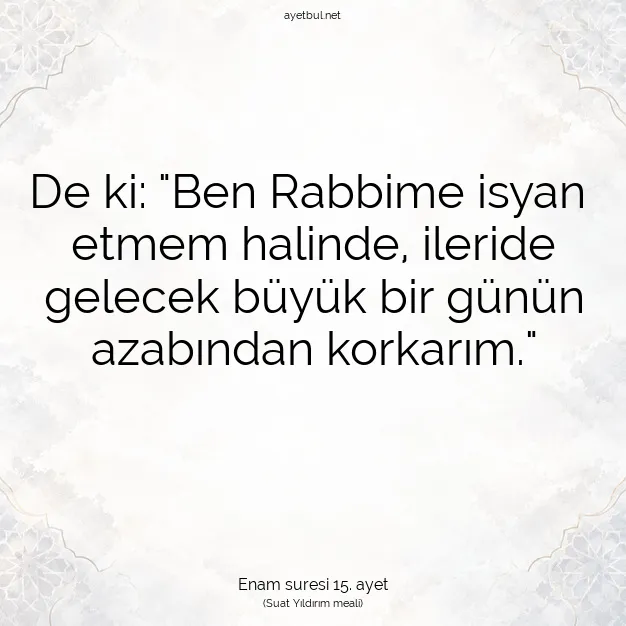 Ayetbul | Kuran Mealleri | Quran | Enam suresi 15. ayet