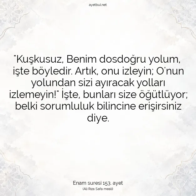 Ayetbul | Kuran Mealleri | Quran | Enam suresi 153. ayet