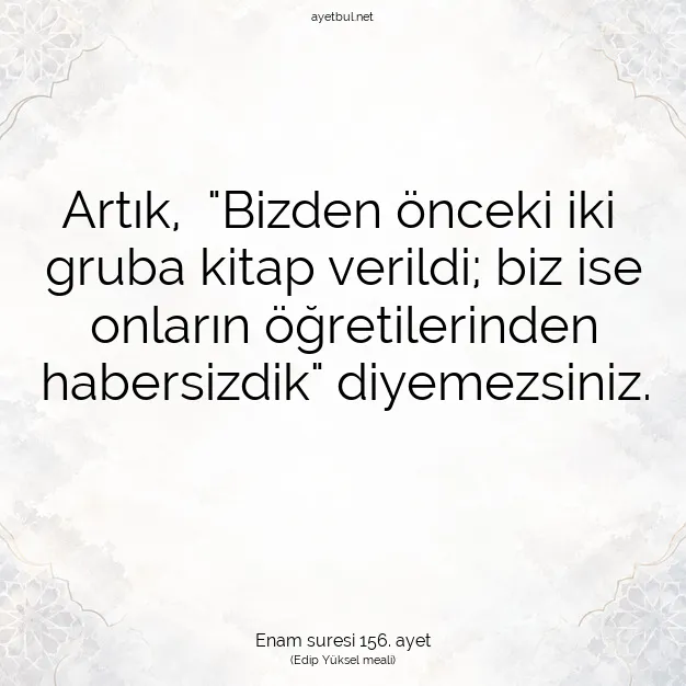 Ayetbul | Kuran Mealleri | Quran | Enam suresi 156. ayet