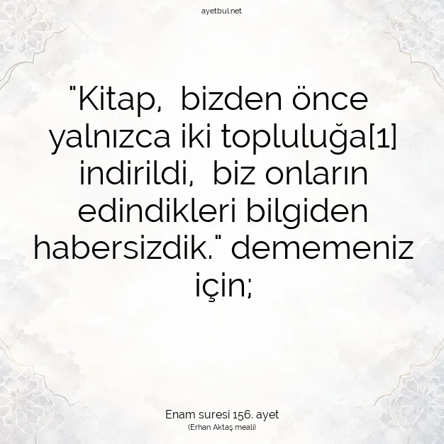 Ayetbul | Kuran Mealleri | Quran | Enam suresi 156. ayet