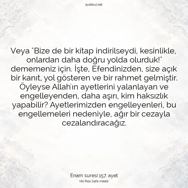 Ayetbul | Kuran Mealleri | Quran | Enam suresi 157. ayet