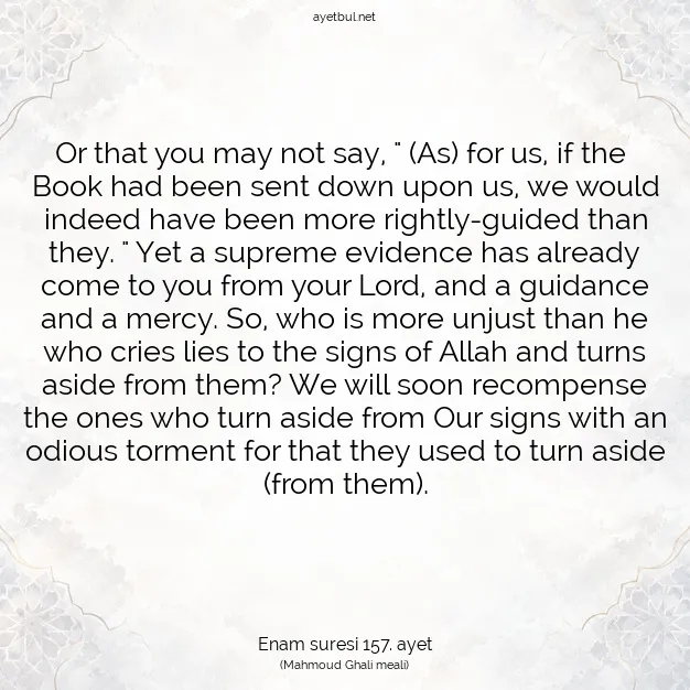 Ayetbul | Kuran Mealleri | Quran | Enam suresi 157. ayet