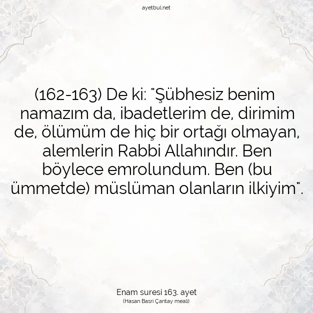 Ayetbul | Kuran Mealleri | Quran | Enam suresi 163. ayet