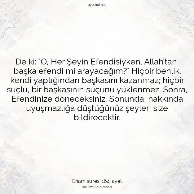 Ayetbul | Kuran Mealleri | Quran | Enam suresi 164. ayet