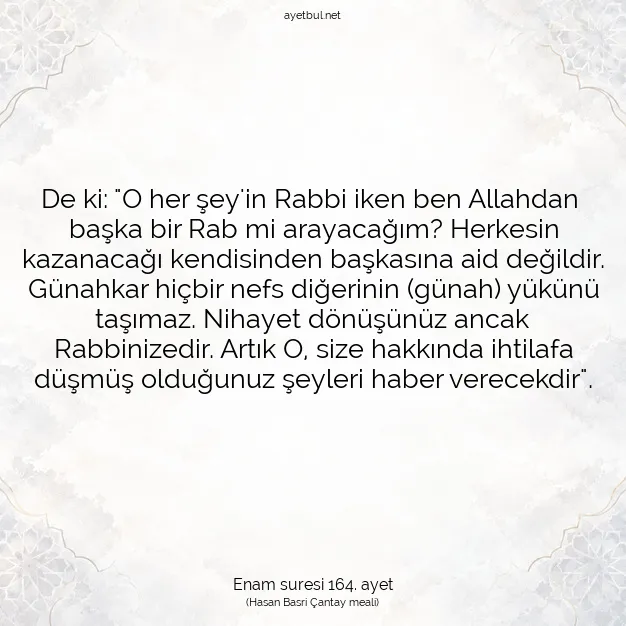 Ayetbul | Kuran Mealleri | Quran | Enam suresi 164. ayet